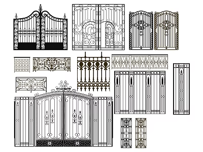 Wrought Iron Gates Design Collection With Decorative Patterns And Different Styles 3d model
