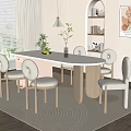 Modern Minimalist Dining Table Set With White Tabletop And Four Chairs 3d model
