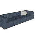 Modern Blue Velvet Sectional Sofa With Tufted Design And White Cushion