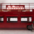 Red Double Decker Bus Body Structure With Roof Railings Open Seats And Royal Sign