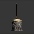 Axe With Wooden Handle And Metal Head On Chopped Textured Tree Stump