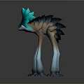 Fantasy Ostrich Like Creature Featuring Blue Feathered Head Dark Back Brown Body And Blue Legs