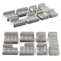 Modern Sectional Multi Person Sofa With Gray Fabric And Modular Cushions 3d model