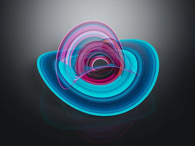 Modern Abstract Colorful Curved Lines Artwork With Blue Pink Spiral Structure 3d model