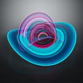 Modern Abstract Colorful Curved Lines Artwork With Blue Pink Spiral Structure