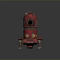 Red Tracked Military Vehicle With Skull Design And Large Front Cannon