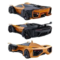 Orange And Black Modern Sports Car With High Performance Design And Aerodynamic Features