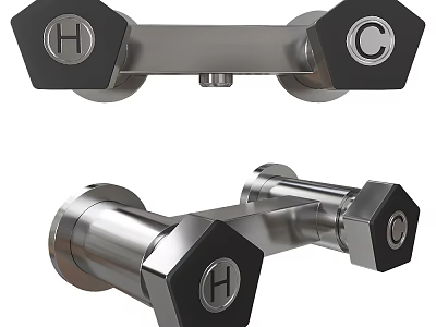 Modern Double Handle Metal Faucet With Hot And Cold Indicators Chrome Finish Design 3d model