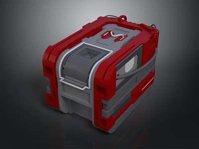 Red And Gray Equipment Case With Handle Locking Mechanism And Structural Design 3d model