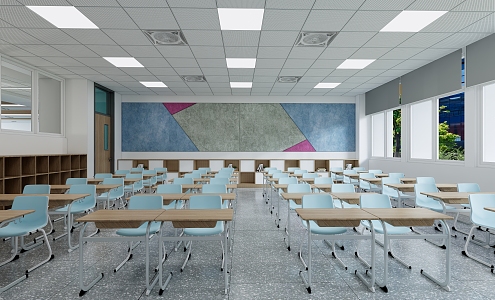 modern classroom teaching classroom 3d model