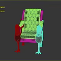 Green Tufted Leisure Chair With Gold Eagle Head Decorations And Ornate Legs