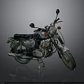 Vintage Dark Green Motorcycle With Round Headlight And Rearview Mirrors