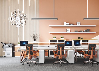 Modern Office Desk and Chair Fashion Office Computer Desk and Chair Combination 3d model