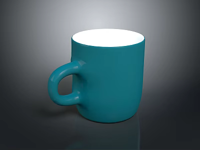 Teal Ceramic Mug With Smooth Handle And White Interior Design For Daily Use 3d model