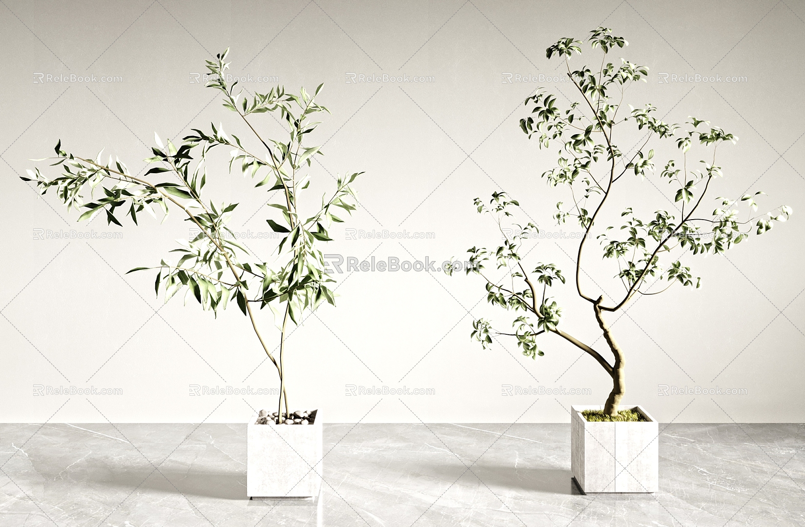 Modern potted potted plant 3d model