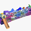 Children's Playground Equipment with Colorful Structures Slide Climbing Nets and Animal Shapes
