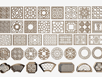 New Chinese-style openwork window pane lattice 3d model