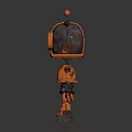 Smart Machine Robot with Purple Eyes Metallic Design Antenna and Orange Black Color Scheme