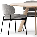 Modern Wooden Dining Table Set With Four Gray Curved Back Upholstered Chairs 3d model