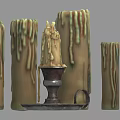 Vintage Metal Candle Holder With Dripping Wax And Multiple Candles