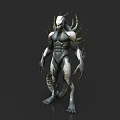 Fierce Sci Fi Creature Character 3D Model With Muscular Body And Spiked Appendages