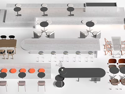 Modern Booth Seats Design With Matching Tables Chairs And Minimalist Layout 3d model