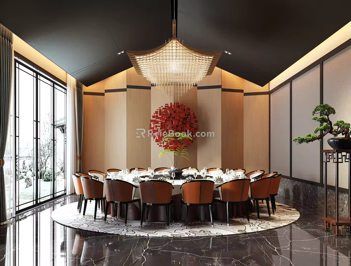 New Chinese Room Restaurant Box 3d model