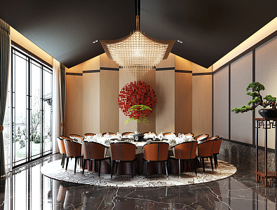 New Chinese Room Restaurant Box 3d model