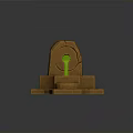 Ancient Stone Structure With Arched Opening Green Glowing Base And Mossy Edges 3d model