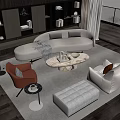 Sofa Coffee Table Combination Multi-person Sofa Coffee Table Single Chair Decorations Leisure Sofa Floor Lamp Corner Table 3d model