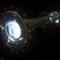 Sci Fi Ring Structure With Bright Central Light And Illuminated Tech Components