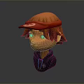 Male 3D Character with Orange Hair Red Cap and Dark Hoodie Chest Emblem