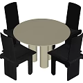 Dining table and chair combination round table 3d model
