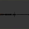 Tactical Black Rifle With Orange Grip Scope Tripod Stand And Long Barrel