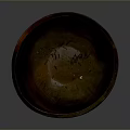 Hand Carved Wooden Bowl With Brown Body And Blue Striped Patterns