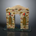 Stone Archway Model With Colorful Bricks Side Windows Grilles And Top Decoration