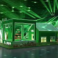 Vibrant Green Lit Children's Playground Stage With Castle Decorations Trees And Gift Boxes