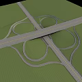 Multi Lane Highway Bridge Interchange With Loop Ramps And Crossing Roads 3d model
