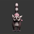 Cute Purple And White Lemur Character With Pink Hat And Striped Tail In