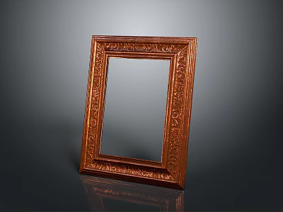 Elegant Wooden Picture Frame With Intricate Carved Decorative Details for Home Decor 3d model