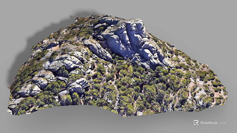 Garden Landscape With Natural Rock Formations And Lush Green Trees 3d model 