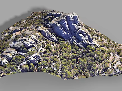Garden Landscape With Natural Rock Formations And Lush Green Trees 3d model