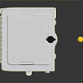 White Electrical Enclosure With Yellow Screwdriver And Connection Ports On Reflective Surface