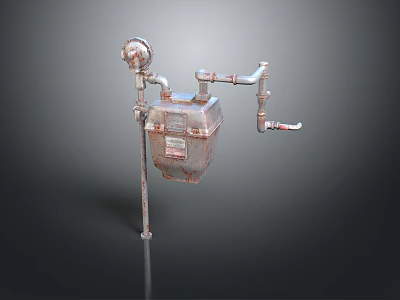 Rustic Vintage Metal Household Container Featuring Pipes And Valves Design 3d model