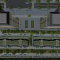 Aerial Planning of Modern Urban Area with Buildings Greenery Roads and Squares