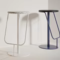 Modern Sleek Bar Stools In Black White Blue With Indoor Plant