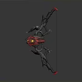Mythical Red and Black Bow with Decorative Claw Elements and Glowing Red Core 3d model