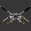 Sleek Futuristic Mechanical Robot With Multiple Limbs And Blue White Wings