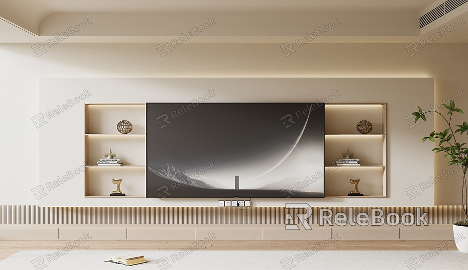 Modern TV Background Wall Cream Style TV Background Wall TV Cabinet TV model