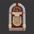 Vintage Jukebox With Red And White Retro Design And Decorative Details